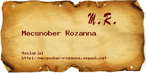 Mecsnober Rozanna névjegykártya
